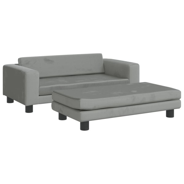 Sofá para niños y reposapiés terciopelo gris claro 100x50x30 cm Sofá para niños y reposapiés terciopelo gris claro 100x50x30 cm