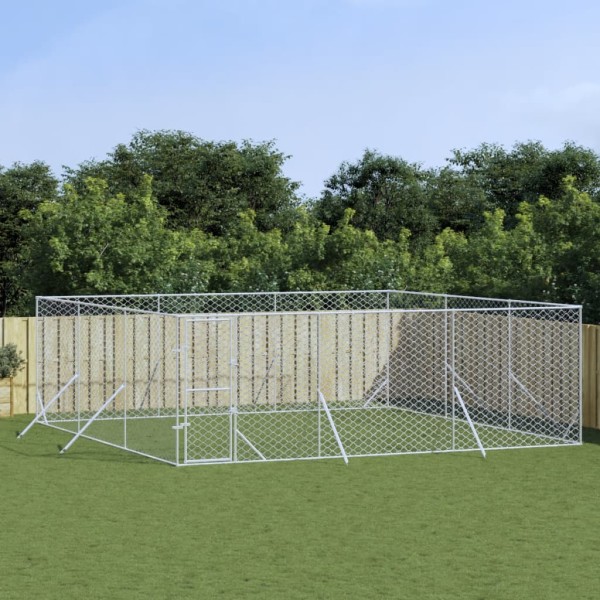 Perrera de exterior acero galvanizado plateado 6x6x2 m Perrera de exterior acero galvanizado plateado 6x6x2 m