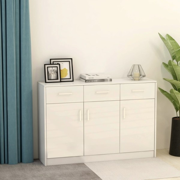 Aparador de madera contrachapada blanco 110x30x75 cm