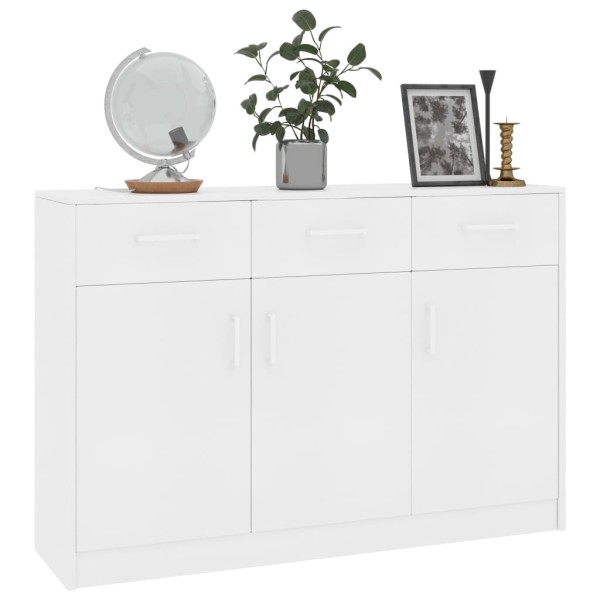 Aparador de madera contrachapada blanco 110x30x75 cm