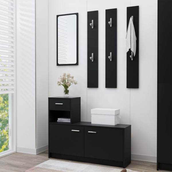 Mueble de entrada madera contrachapada negro 100x25x76,5 cm Mueble de entrada madera contrachapada negro 100x25x76,5 cm