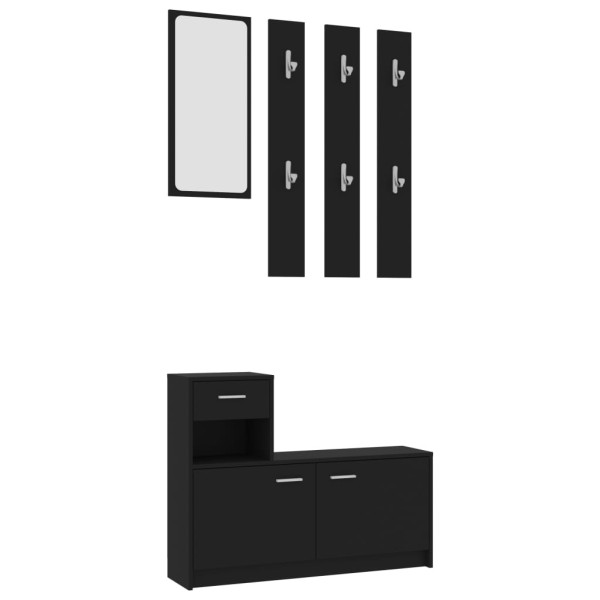 Mueble de entrada madera contrachapada negro 100x25x76,5 cm Mueble de entrada madera contrachapada negro 100x25x76,5 cm