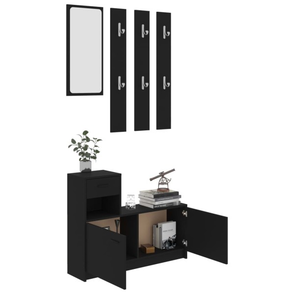 Mueble de entrada madera contrachapada negro 100x25x76,5 cm Mueble de entrada madera contrachapada negro 100x25x76,5 cm