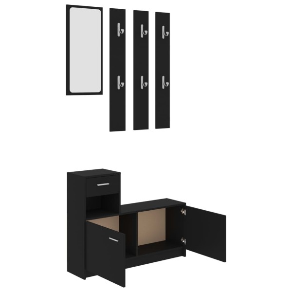 Mueble de entrada madera contrachapada negro 100x25x76,5 cm Mueble de entrada madera contrachapada negro 100x25x76,5 cm