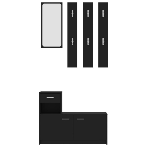 Mueble de entrada madera contrachapada negro 100x25x76,5 cm Mueble de entrada madera contrachapada negro 100x25x76,5 cm