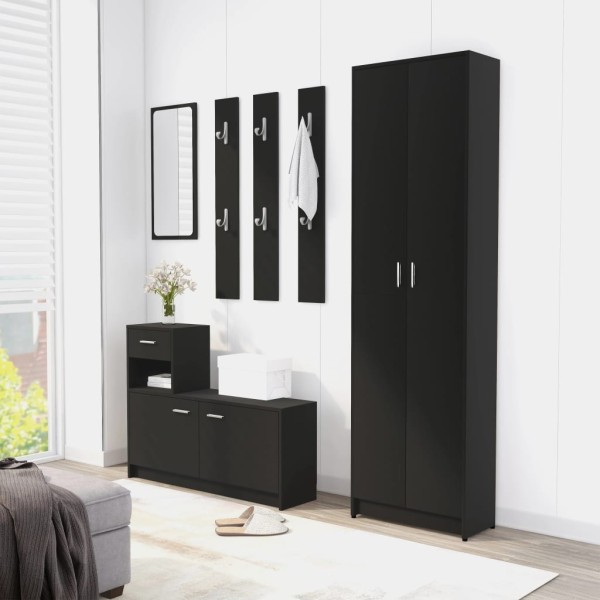 Mueble de entrada madera contrachapada negro 100x25x76,5 cm Mueble de entrada madera contrachapada negro 100x25x76,5 cm