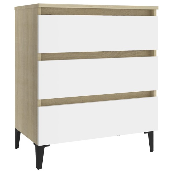 Aparador madera contrachapada blanco y roble Sonoma 60x35x69 cm Aparador madera contrachapada blanco y roble Sonoma 60x35x69 cm