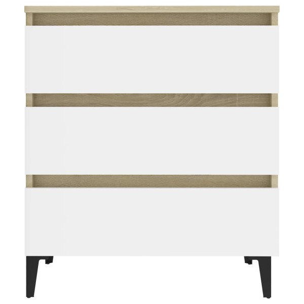 Aparador madera contrachapada blanco y roble Sonoma 60x35x69 cm Aparador madera contrachapada blanco y roble Sonoma 60x35x69 cm