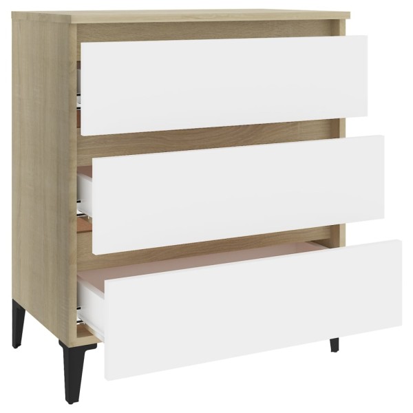 Aparador madera contrachapada blanco y roble Sonoma 60x35x69 cm Aparador madera contrachapada blanco y roble Sonoma 60x35x69 cm