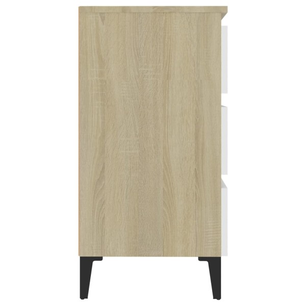 Aparador madera contrachapada blanco y roble Sonoma 60x35x69 cm Aparador madera contrachapada blanco y roble Sonoma 60x35x69 cm