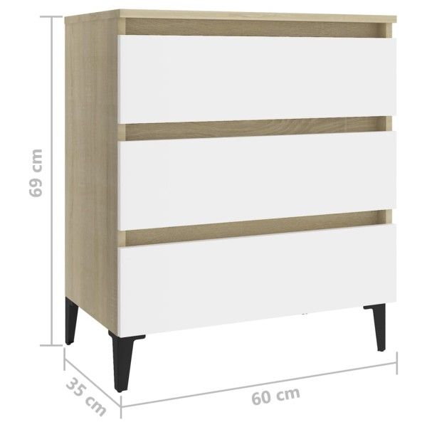 Aparador madera contrachapada blanco y roble Sonoma 60x35x69 cm Aparador madera contrachapada blanco y roble Sonoma 60x35x69 cm