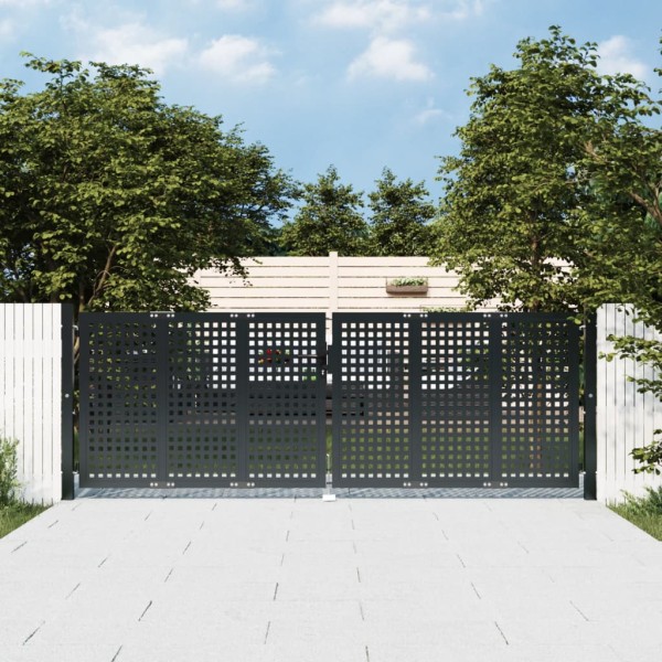Puerta de jardín acero gris antracita 300x125 cm Puerta de jardín acero gris antracita 300x125 cm