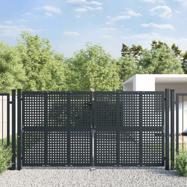 Puerta de jardín acero gris antracita 300x175 cm Puerta de jardín acero gris antracita 300x175 cm