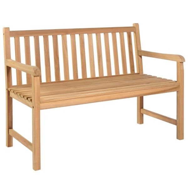 Banco de jardín madera maciza teca con cojín rojo tinto 120 cm Banco de jardín madera maciza teca con cojín rojo tinto 120 cm