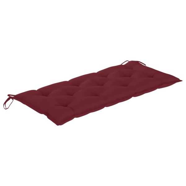 Banco de jardín madera maciza teca con cojín rojo tinto 120 cm Banco de jardín madera maciza teca con cojín rojo tinto 120 cm