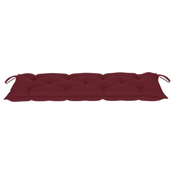 Banco de jardín madera maciza teca con cojín rojo tinto 120 cm Banco de jardín madera maciza teca con cojín rojo tinto 120 cm