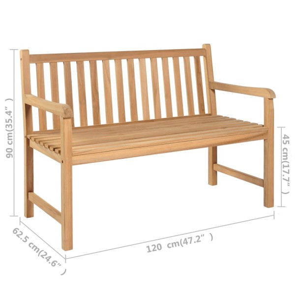 Banco de jardín madera maciza teca con cojín rojo tinto 120 cm Banco de jardín madera maciza teca con cojín rojo tinto 120 cm