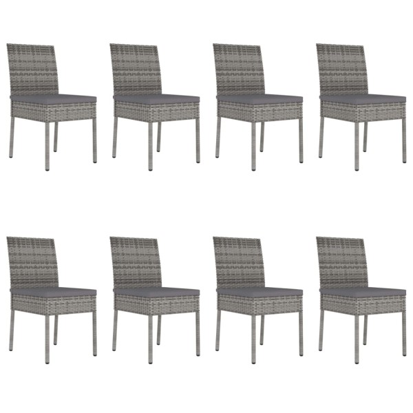 Juego de comedor para jardín 9 piezas ratán sintético gris Juego de comedor para jardín 9 piezas ratán sintético gris