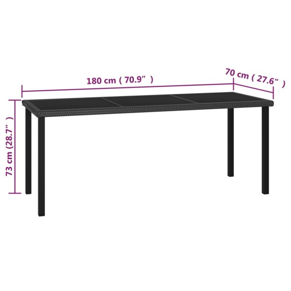 Conjunto de comedor de jardín 9 piezas ratán sintético negro