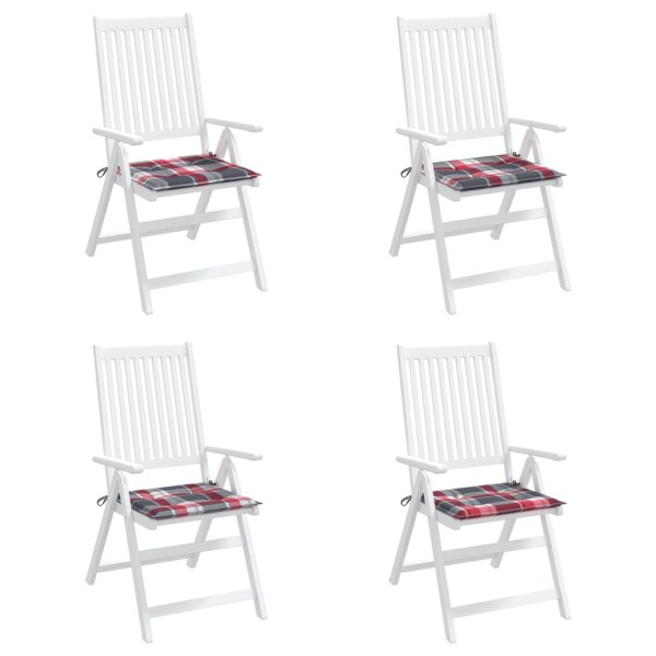 Cojines de silla de jardín 4 uds tela a cuadros rojo 40x40x3 cm Cojines de silla de jardín 4 uds tela a cuadros rojo 40x40x3 cm