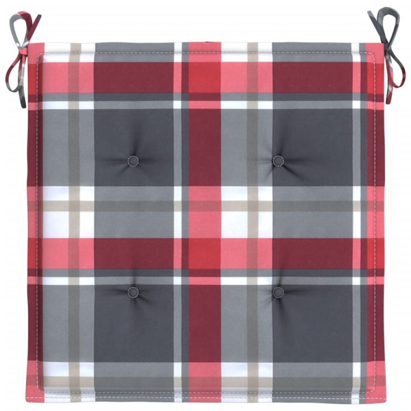 Cojines de silla de jardín 4 uds tela a cuadros rojo 40x40x3 cm Cojines de silla de jardín 4 uds tela a cuadros rojo 40x40x3 cm