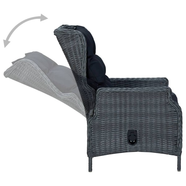 Juego de comedor para jardín de 9 piezas gris oscuro Juego de comedor para jardín de 9 piezas gris oscuro