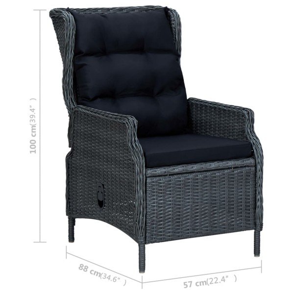 Juego de comedor para jardín de 9 piezas gris oscuro Juego de comedor para jardín de 9 piezas gris oscuro