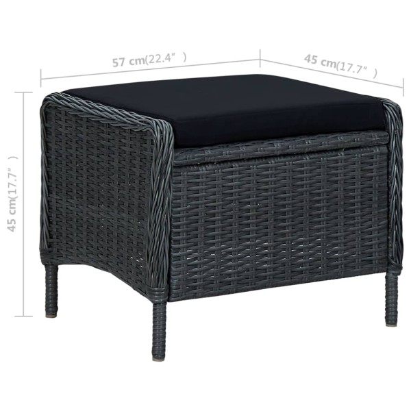 Juego de comedor para jardín de 9 piezas gris oscuro Juego de comedor para jardín de 9 piezas gris oscuro