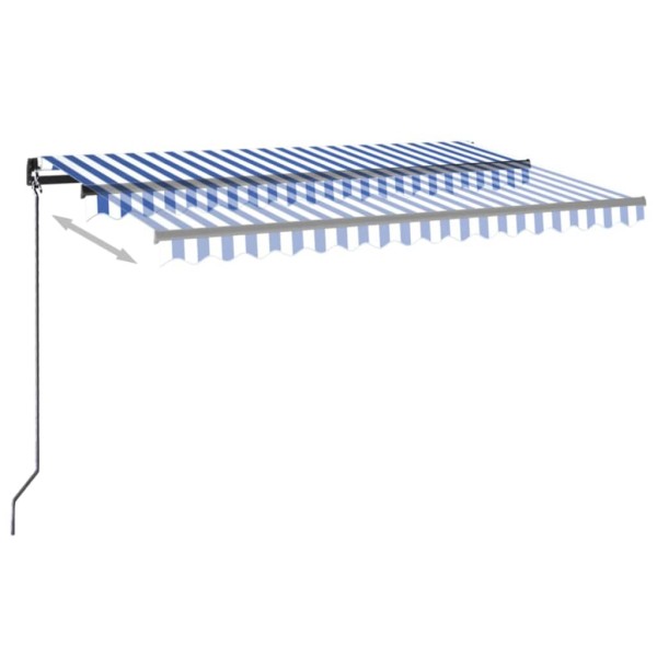 Toldo automático LED sensor de viento azul y blanco 400x350 cm Toldo automático LED sensor de viento azul y blanco 400x350 cm