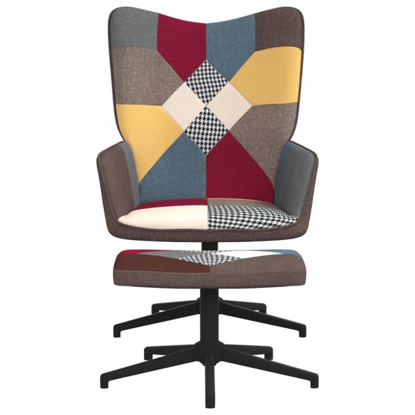 Silla de relajación con reposapiés tela patchwork Silla de relajación con reposapiés tela patchwork