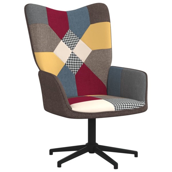 Silla de relajación con reposapiés tela patchwork Silla de relajación con reposapiés tela patchwork