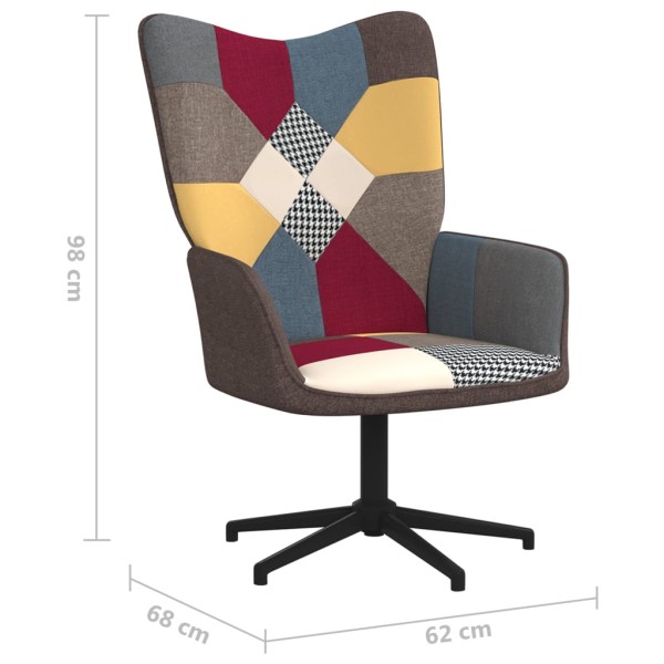 Silla de relajación con reposapiés tela patchwork Silla de relajación con reposapiés tela patchwork