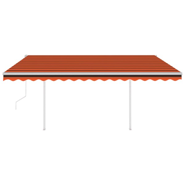 Toldo automático LED sensor de viento naranja marrón 4,5x3,5 m Toldo automático LED sensor de viento naranja marrón 4,5x3,5 m