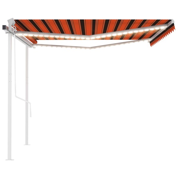 Toldo automático LED sensor de viento naranja marrón 4,5x3,5 m Toldo automático LED sensor de viento naranja marrón 4,5x3,5 m