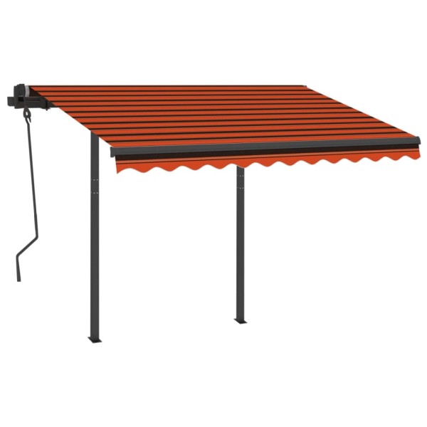 Toldo manual retráctil con LED naranja y marrón 3,5x2,5 m Toldo manual retráctil con LED naranja y marrón 3,5x2,5 m