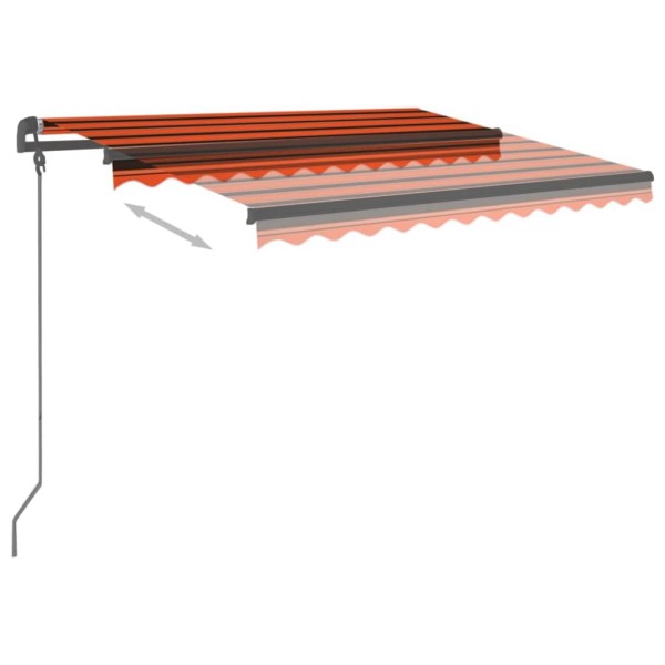 Toldo manual retráctil con LED naranja y marrón 3,5x2,5 m Toldo manual retráctil con LED naranja y marrón 3,5x2,5 m