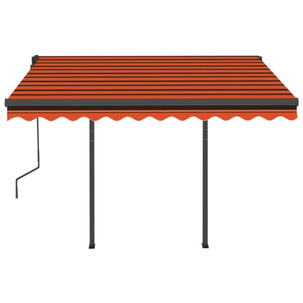 Toldo manual retráctil con LED naranja y marrón 3,5x2,5 m Toldo manual retráctil con LED naranja y marrón 3,5x2,5 m