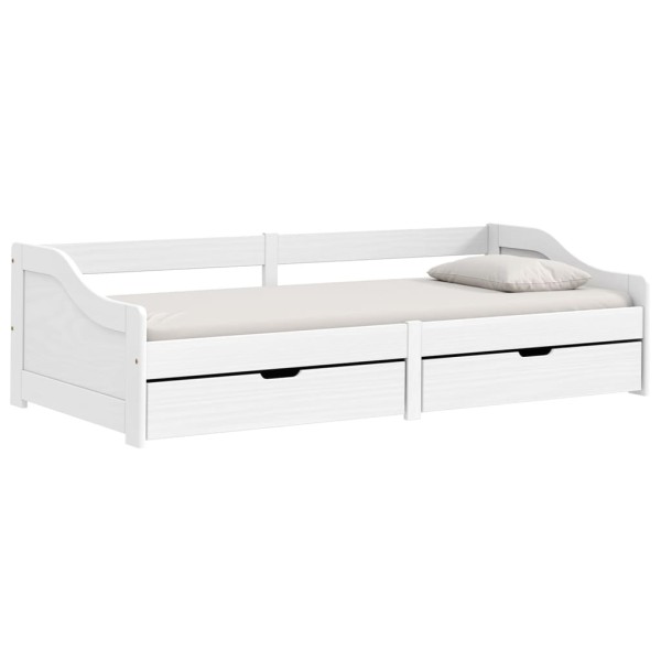 Sofá cama con 2 cajones madera maciza pino blanca IRUN 90x200cm Sofá cama con 2 cajones madera maciza pino blanca IRUN 90x200cm