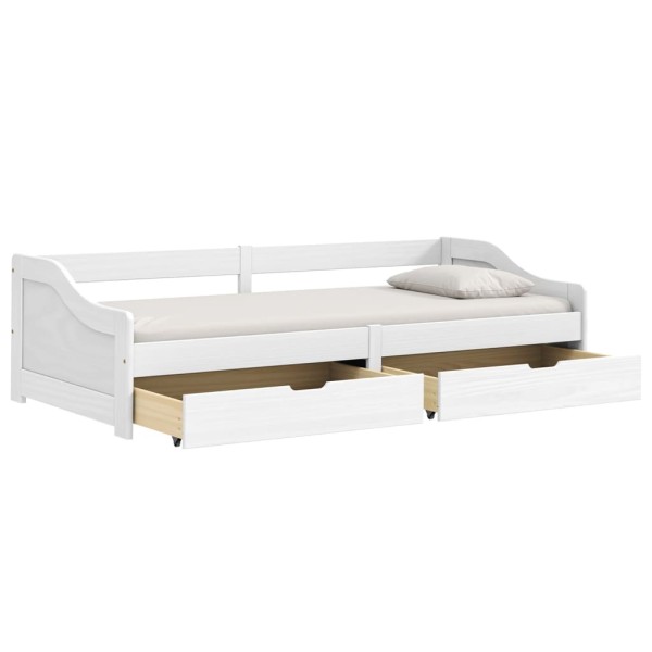 Sofá cama con 2 cajones madera maciza pino blanca IRUN 90x200cm Sofá cama con 2 cajones madera maciza pino blanca IRUN 90x200cm
