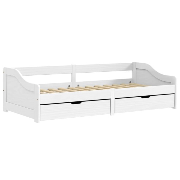 Sofá cama con 2 cajones madera maciza pino blanca IRUN 90x200cm Sofá cama con 2 cajones madera maciza pino blanca IRUN 90x200cm
