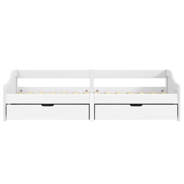 Sofá cama con 2 cajones madera maciza pino blanca IRUN 90x200cm Sofá cama con 2 cajones madera maciza pino blanca IRUN 90x200cm