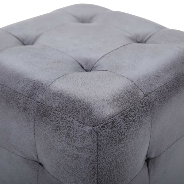 Puf 2 unidades piel de ante artificial gris 30x30x30 cm Puf 2 unidades piel de ante artificial gris 30x30x30 cm