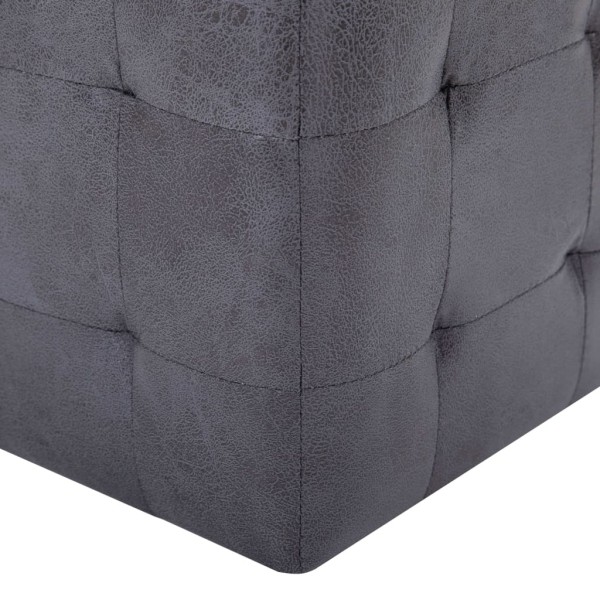 Puf 2 unidades piel de ante artificial gris 30x30x30 cm Puf 2 unidades piel de ante artificial gris 30x30x30 cm