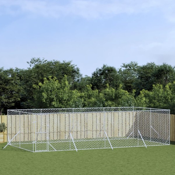 Perrera de exterior acero galvanizado plateado 8x4x2 m Perrera de exterior acero galvanizado plateado 8x4x2 m