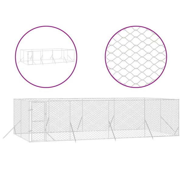 Perrera de exterior acero galvanizado plateado 8x4x2 m Perrera de exterior acero galvanizado plateado 8x4x2 m