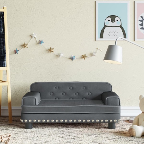Sofá para niños de terciopelo gris oscuro 70x45x30 cm