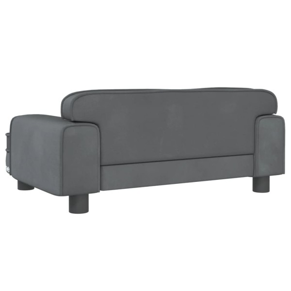 Sofá para niños de terciopelo gris oscuro 70x45x30 cm