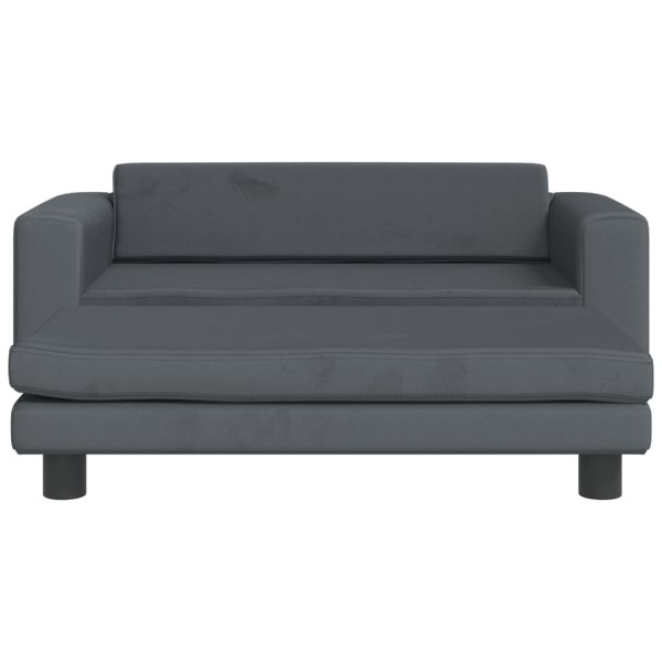 Sofá para niños y reposapiés terciopelo gris oscuro 100x50x30cm Sofá para niños y reposapiés terciopelo gris oscuro 100x50x30cm