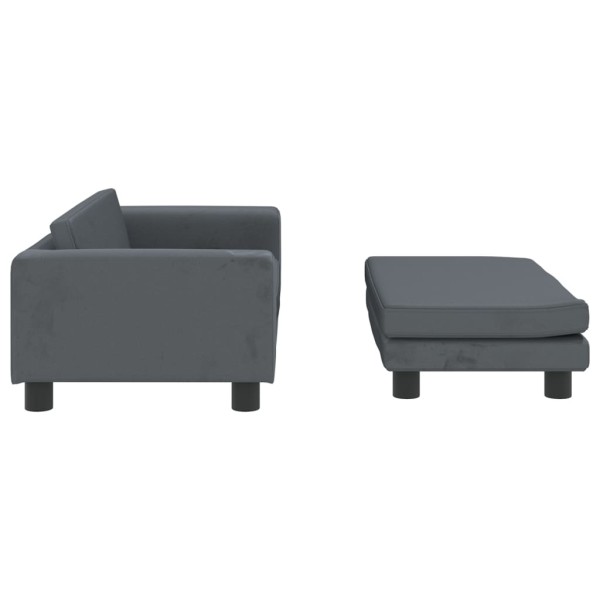 Sofá para niños y reposapiés terciopelo gris oscuro 100x50x30cm Sofá para niños y reposapiés terciopelo gris oscuro 100x50x30cm