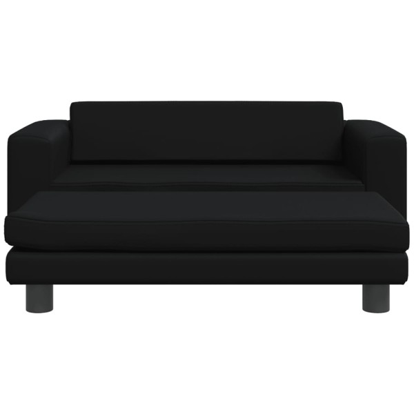 Sofá para niños y reposapiés cuero sintético negro 100x50x30 cm Sofá para niños y reposapiés cuero sintético negro 100x50x30 cm